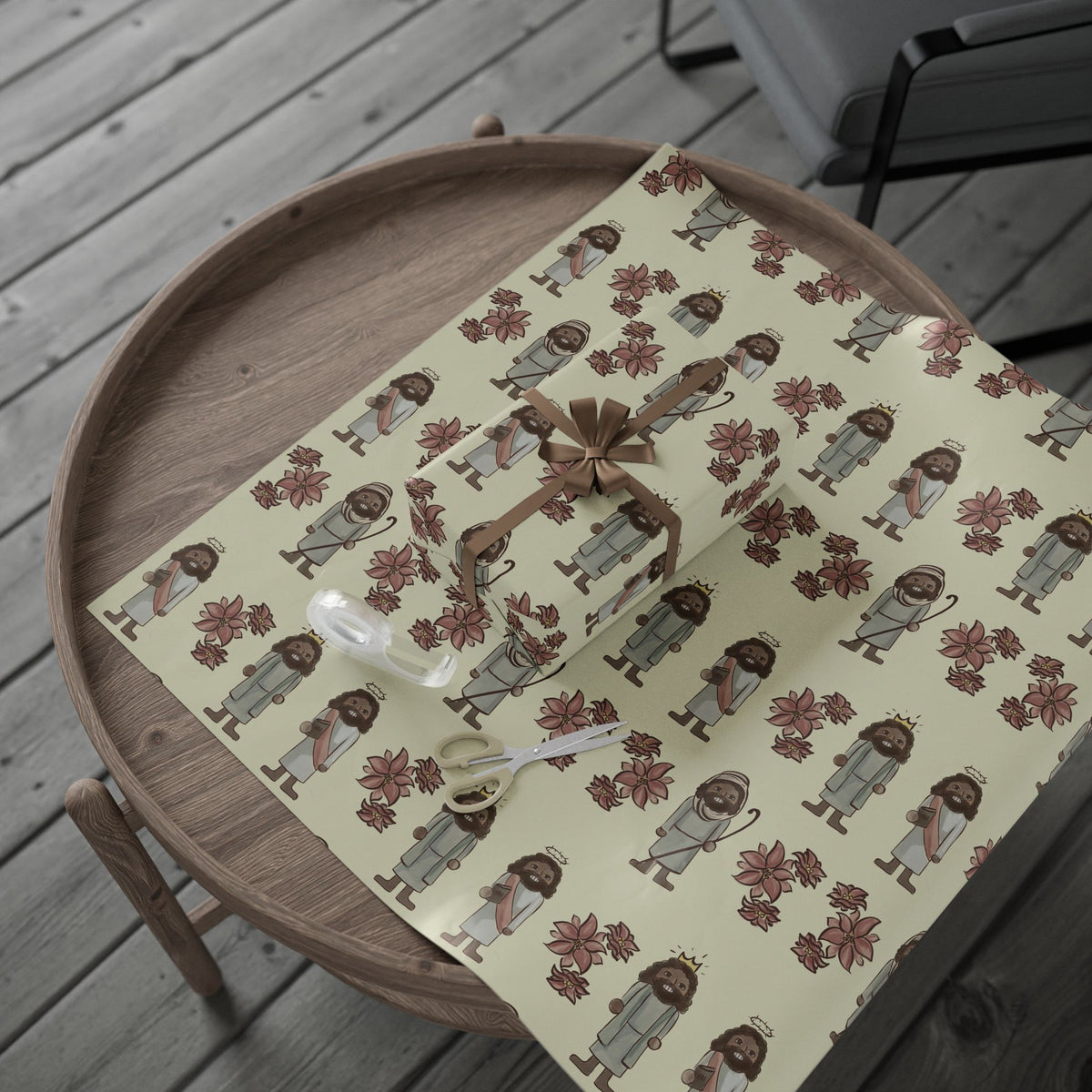 Vintage Jesus Nutcracker Floral Wrapping Paper