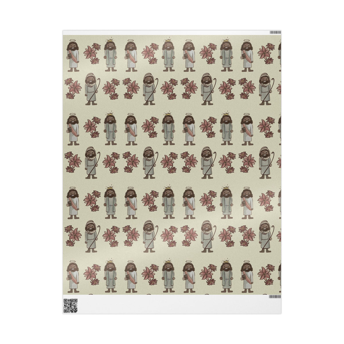 Vintage Jesus Nutcracker Floral Wrapping Paper
