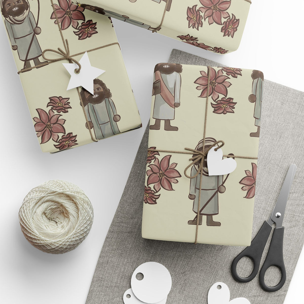 Vintage Jesus Nutcracker Floral Wrapping Paper
