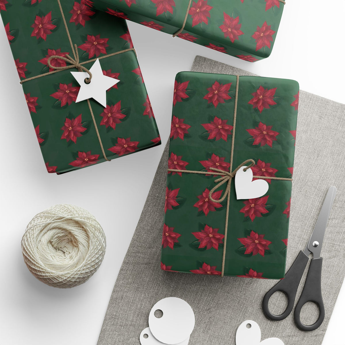 Red Poinsettia Christmas Wrapping Paper