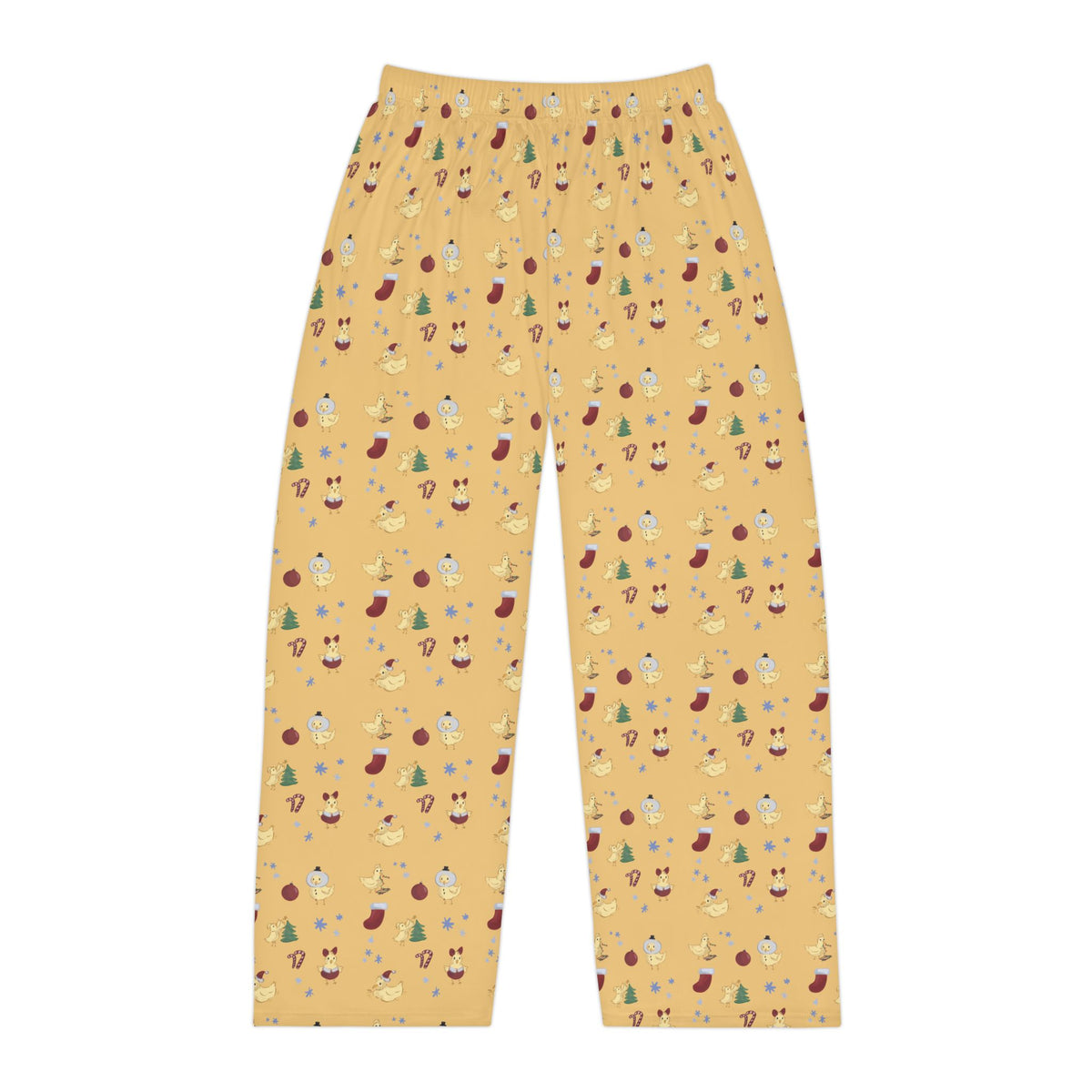 Festive Christmas Pajama Pants with Cute Chickens Holiday Pattern