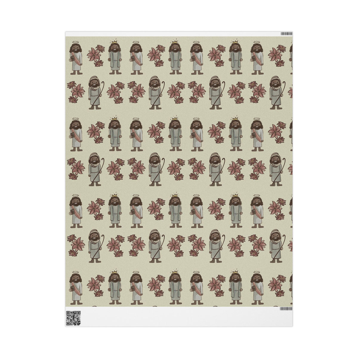 Vintage Jesus Nutcracker Floral Wrapping Paper