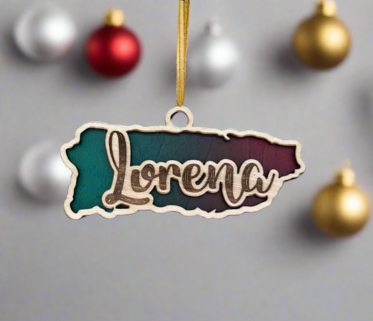 Personalized Puerto Rico Silhouette Ornament