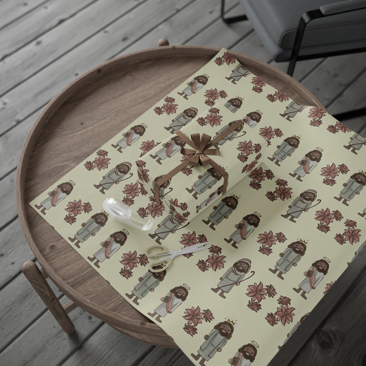 Vintage Jesus Nutcracker Floral Wrapping Paper