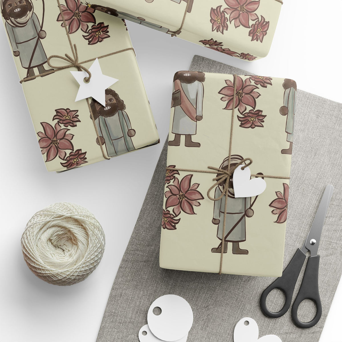 Vintage Jesus Nutcracker Floral Wrapping Paper