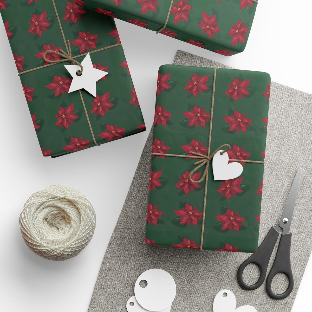 Red Poinsettia Christmas Wrapping Paper