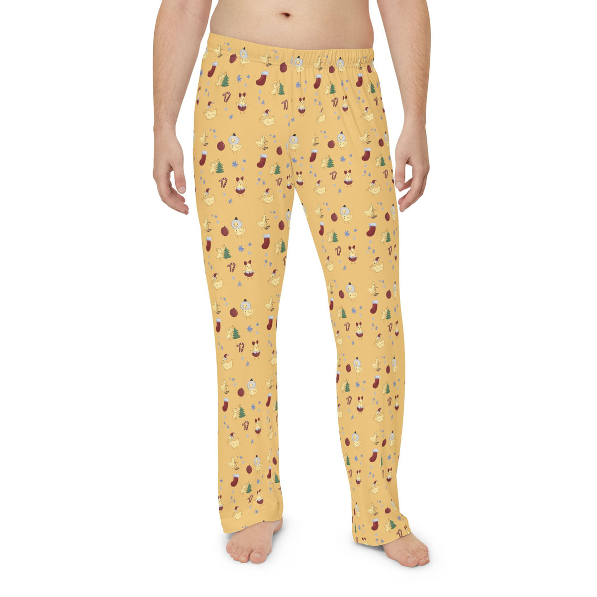 Festive Christmas Pajama Pants with Cute Chickens Holiday Pattern